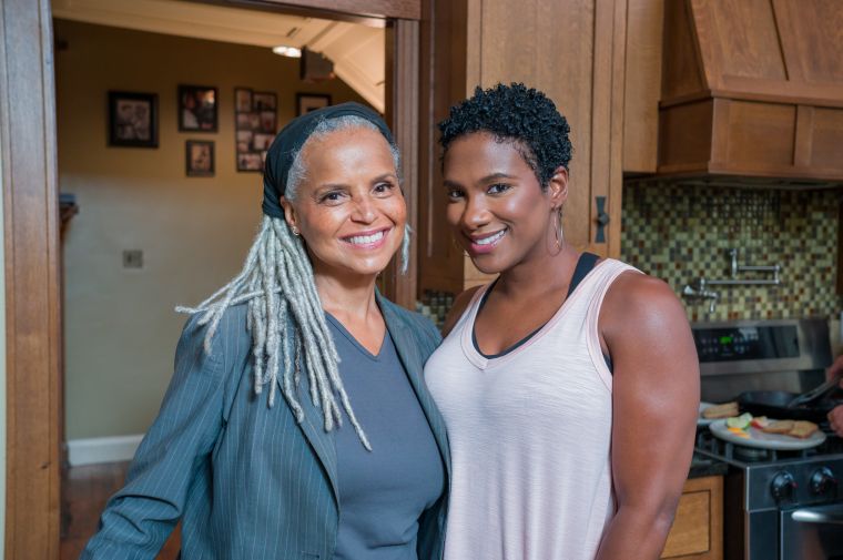 Vicky Jeudy and Director, Victoria Rowell on the set of Stranger Next Door