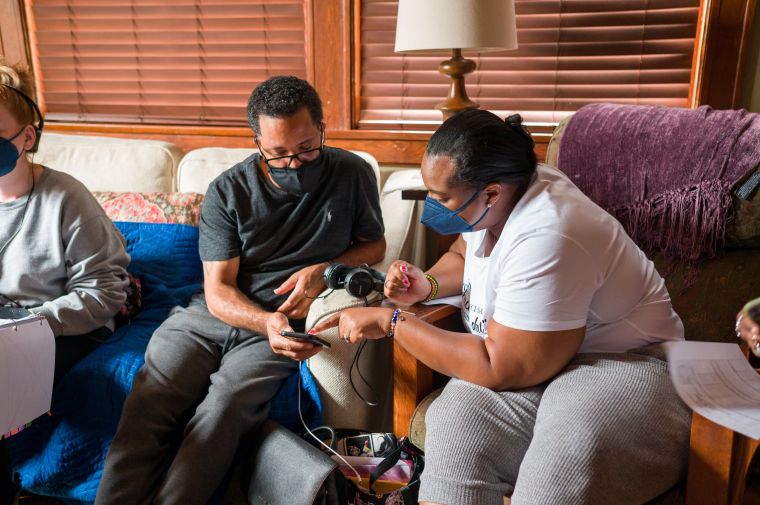 Producer, Jami McCoy-Lankford on the set of Stranger Next Door