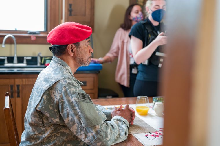 Tim Reid as Ernest Sellers on the set of Stranger Next Door