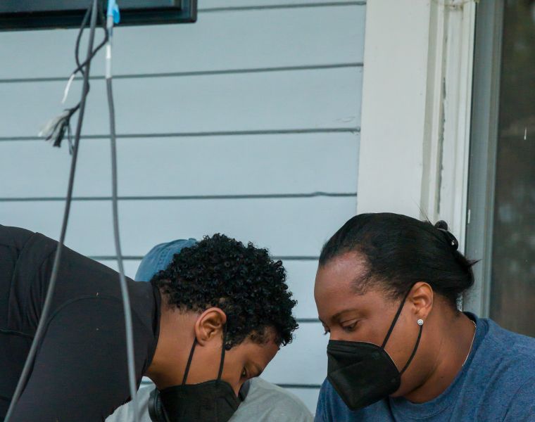 Producer, Jami McCoy-Lankford and Vicky Jeudy on the set of Stranger Next Door